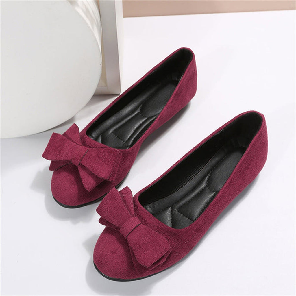 women's bow detail ballet flats in bordeaux