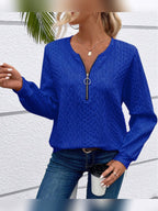 women's cable knit quarter zip pullover sweater in blue