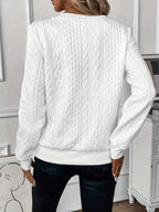 women's cable knit quarter zip pullover sweater in white