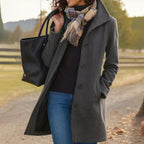 women's classic button-front winter coat in gray