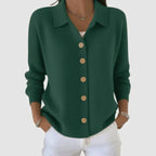 women's collared button-front cardigan sweater in army green