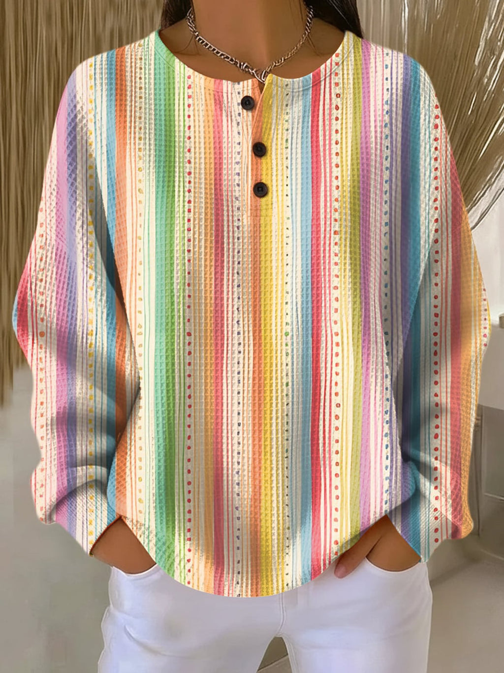 women's colour block henley sweatshirt in style 10
