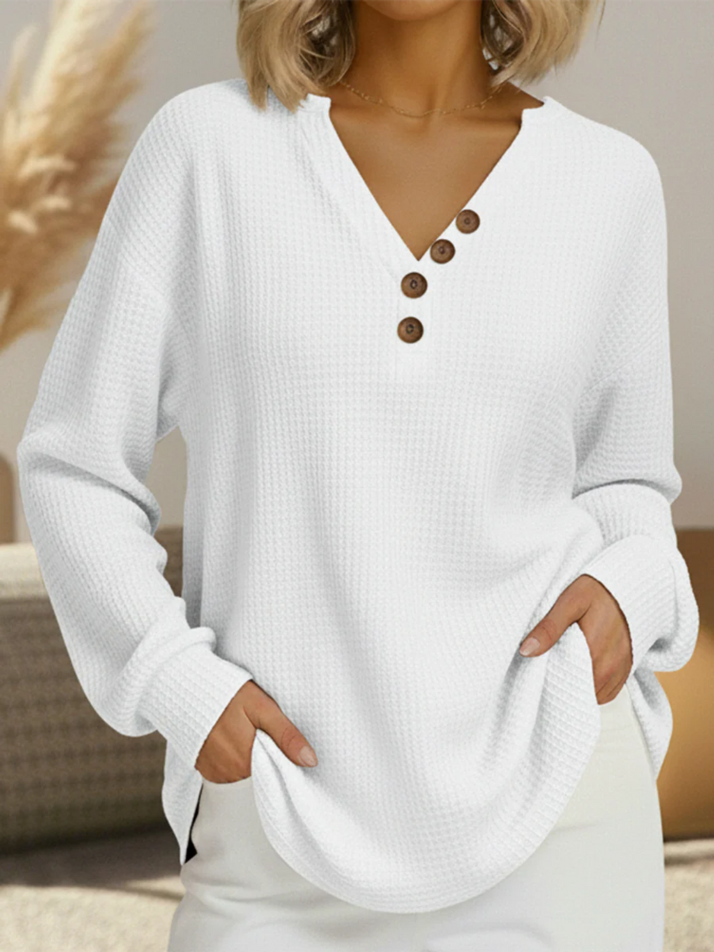 women's colour block henley sweatshirt in style 12