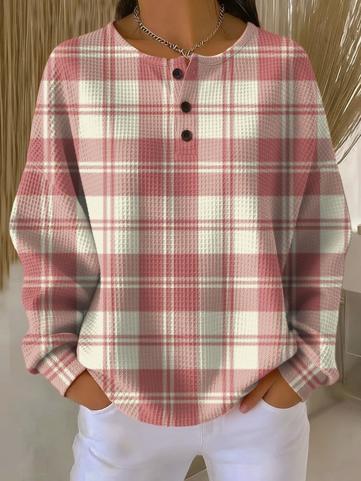 women's colour block henley sweatshirt in style 2