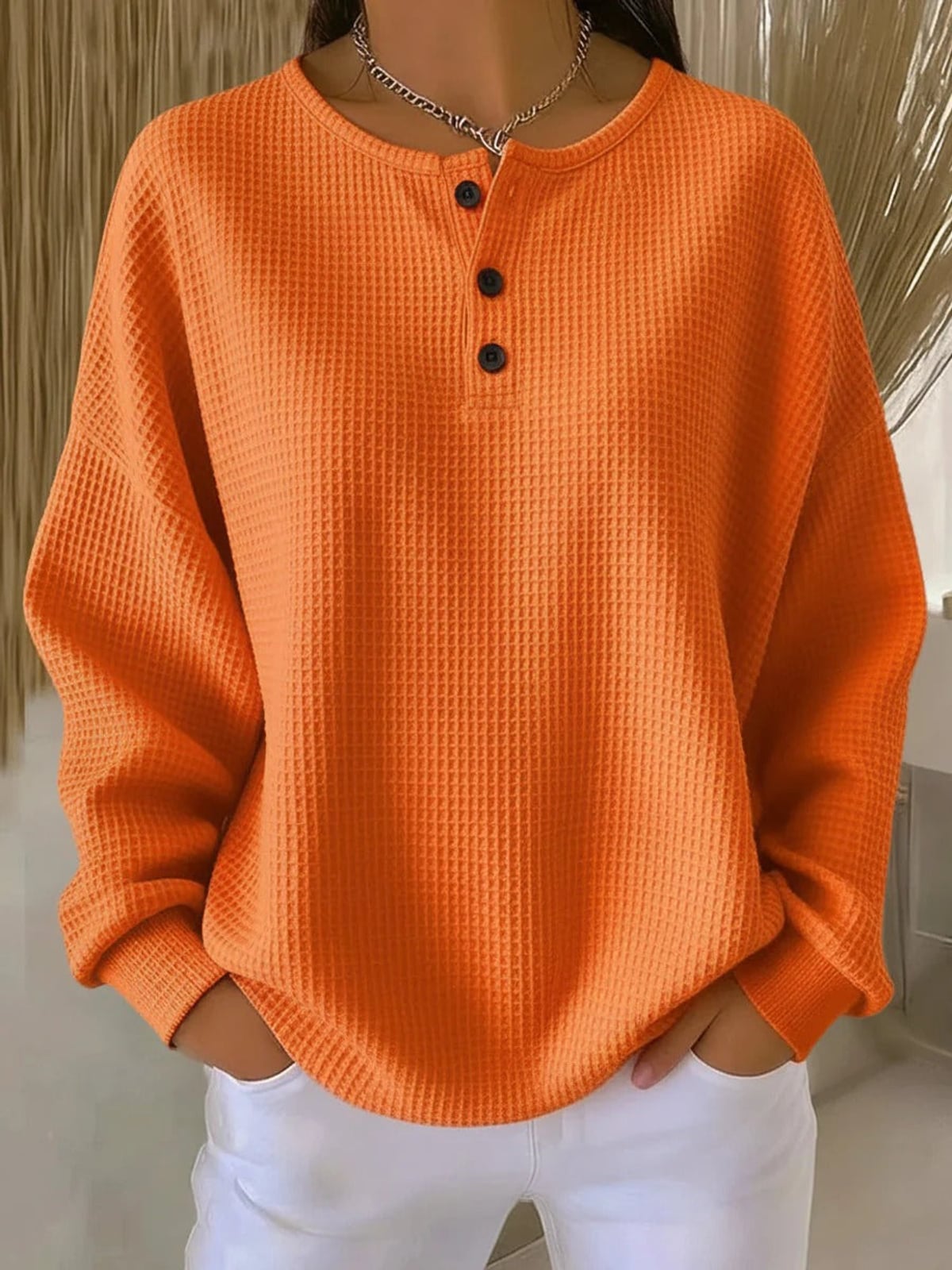 women's colour block henley sweatshirt in style 7