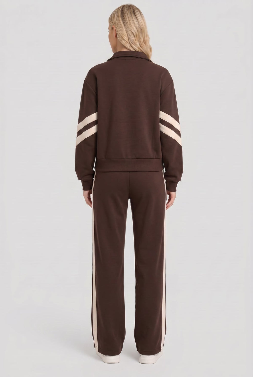 women's cropped zip-up track jacket in brown