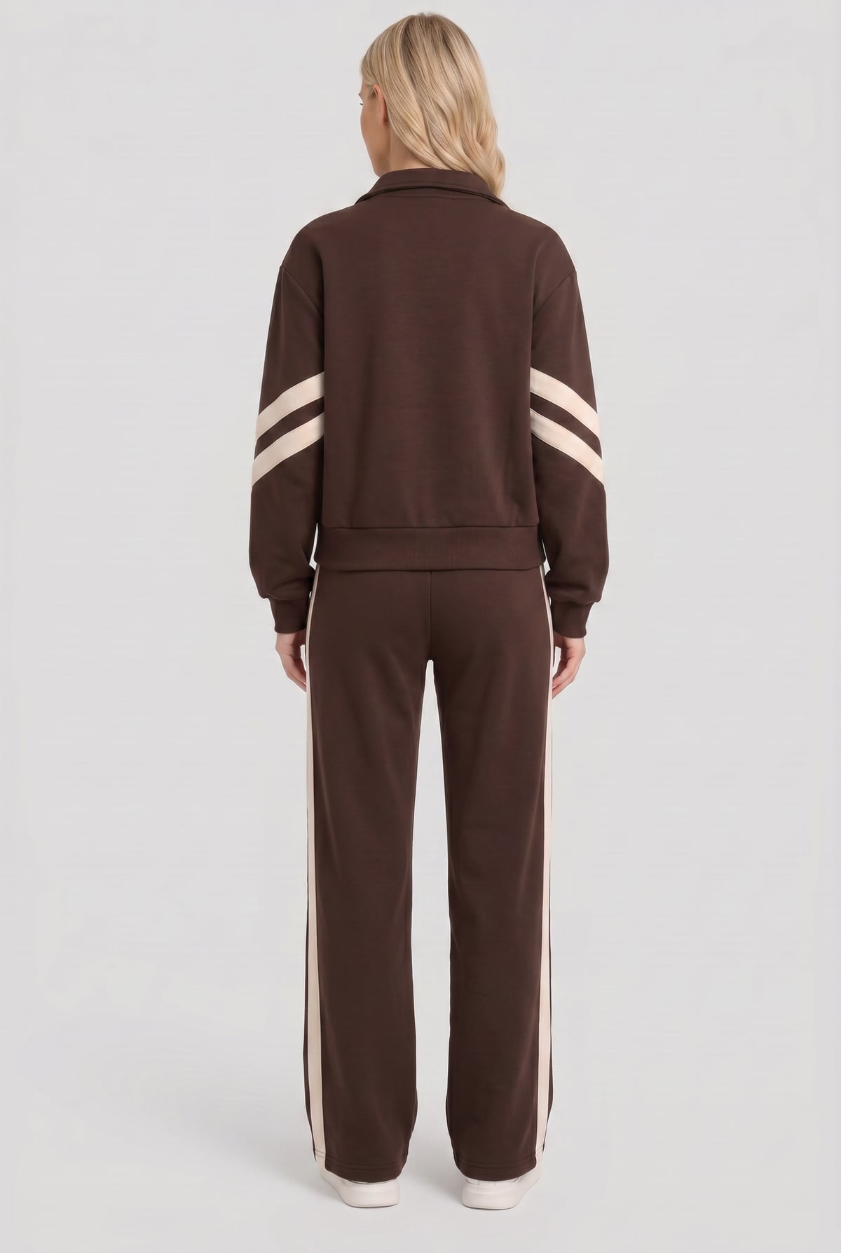 women's cropped zip-up track jacket in brown