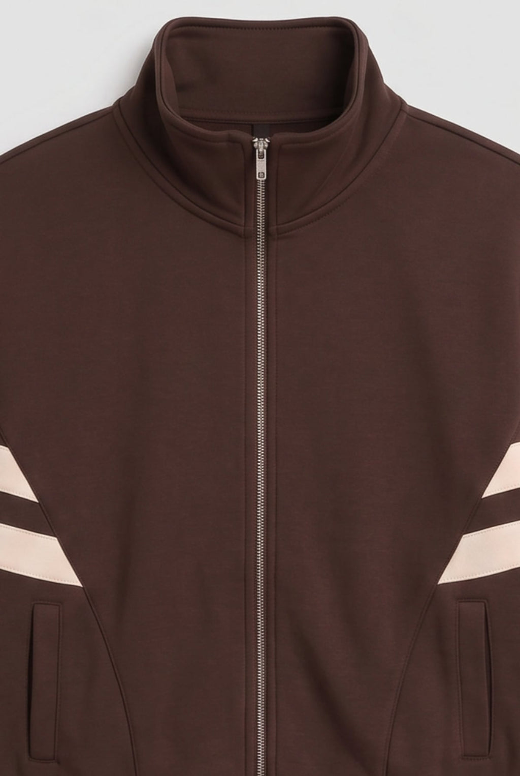 women's cropped zip-up track jacket in brown