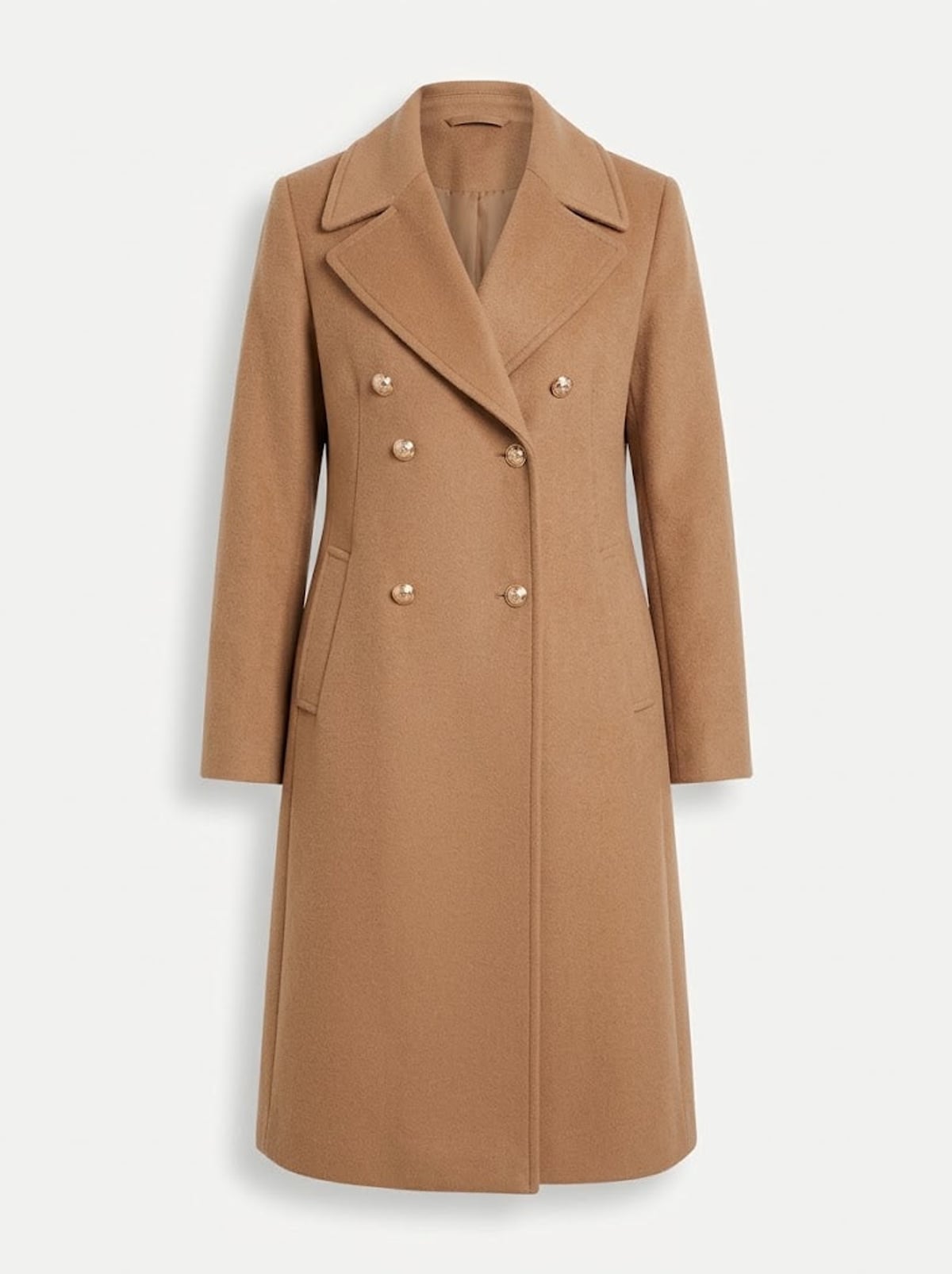 women's double-breasted longline coat in khaki