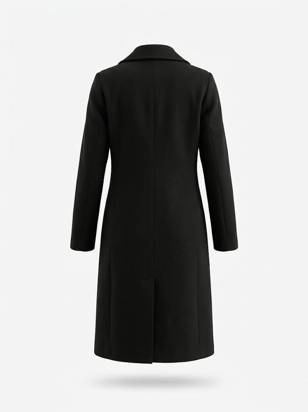women's double-breasted longline coat in black