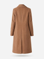 women's double-breasted longline coat in khaki