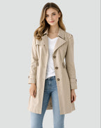 women's double breasted trench coat in khaki