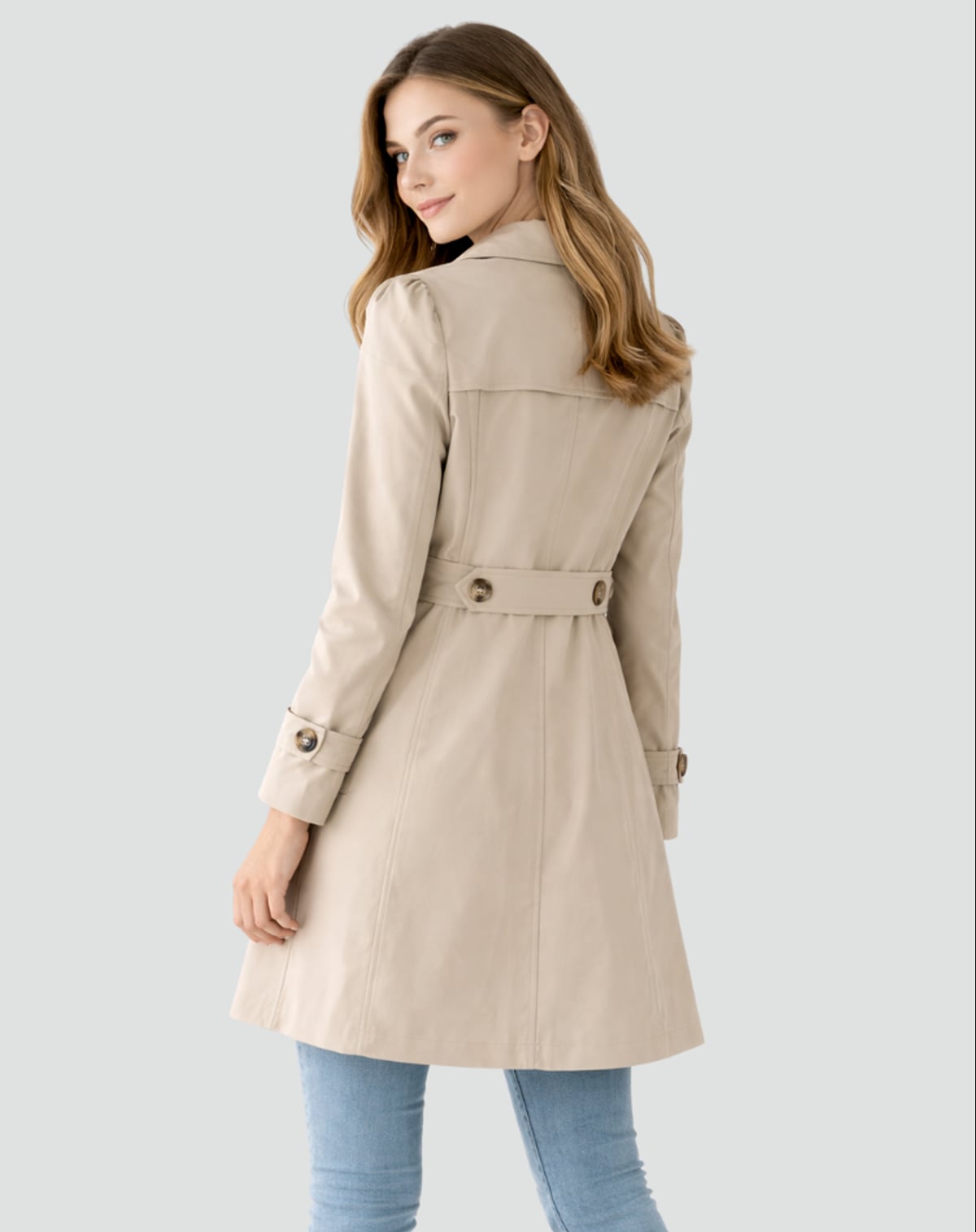 women's double breasted trench coat in beige