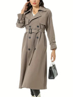 women's double-breasted trench coat in taupe