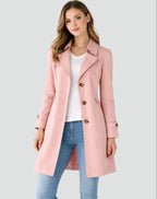 women's double breasted trench coat in pink