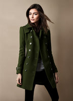 women's double breasted winter coat in green