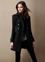 women's double breasted winter coat in black