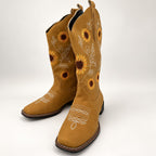 women's embroidered western cowboy boots in khaki