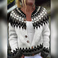 women's fair isle button-up cardigan sweater in white