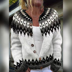 women's fair isle button-up cardigan sweater in white