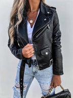 women's fitted biker jacket in black