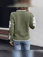 women's floral intarsia v-neck sweater 