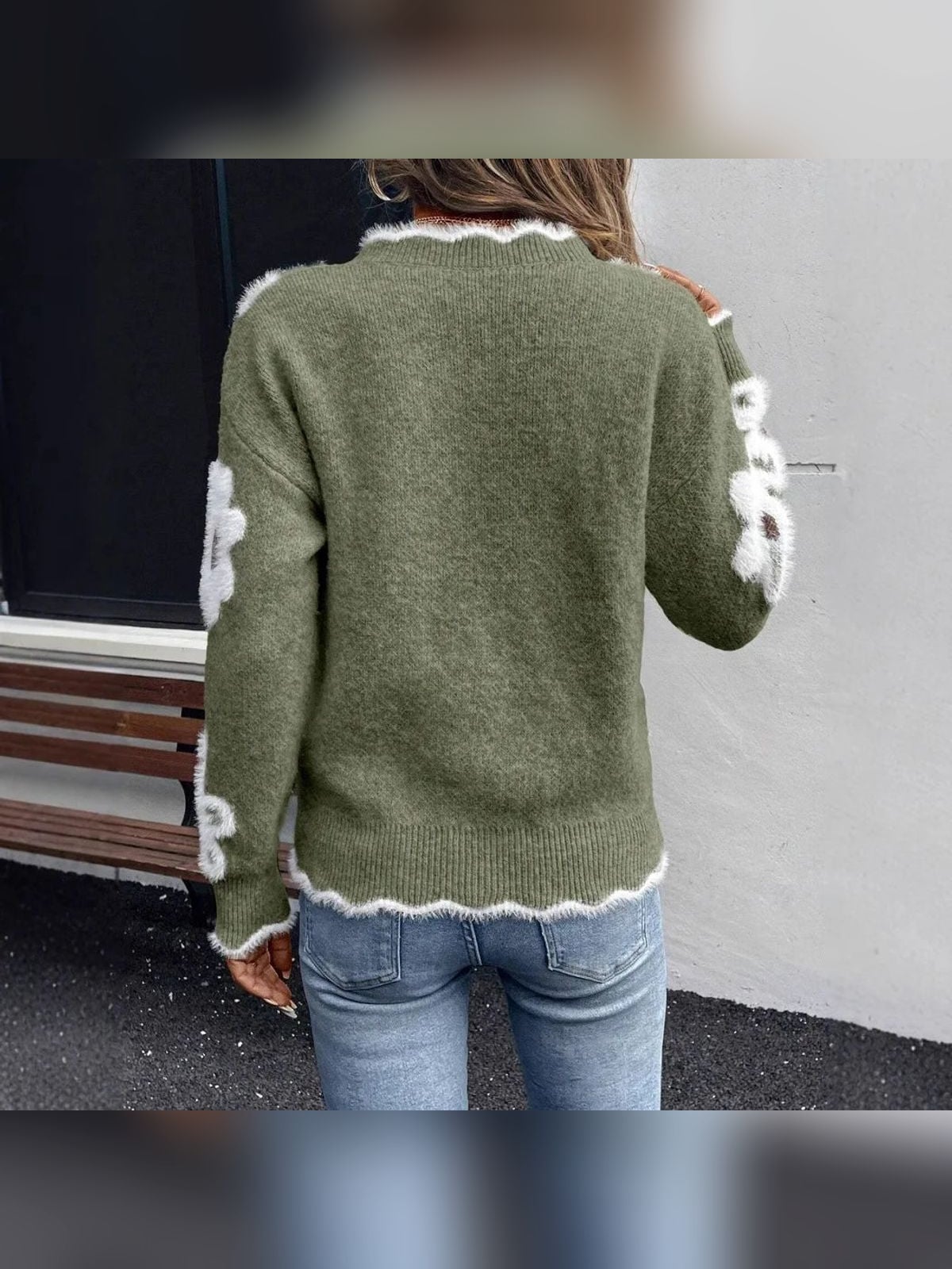 women's floral intarsia v-neck sweater 