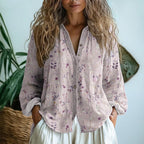 women's floral print long sleeve blouse in pink