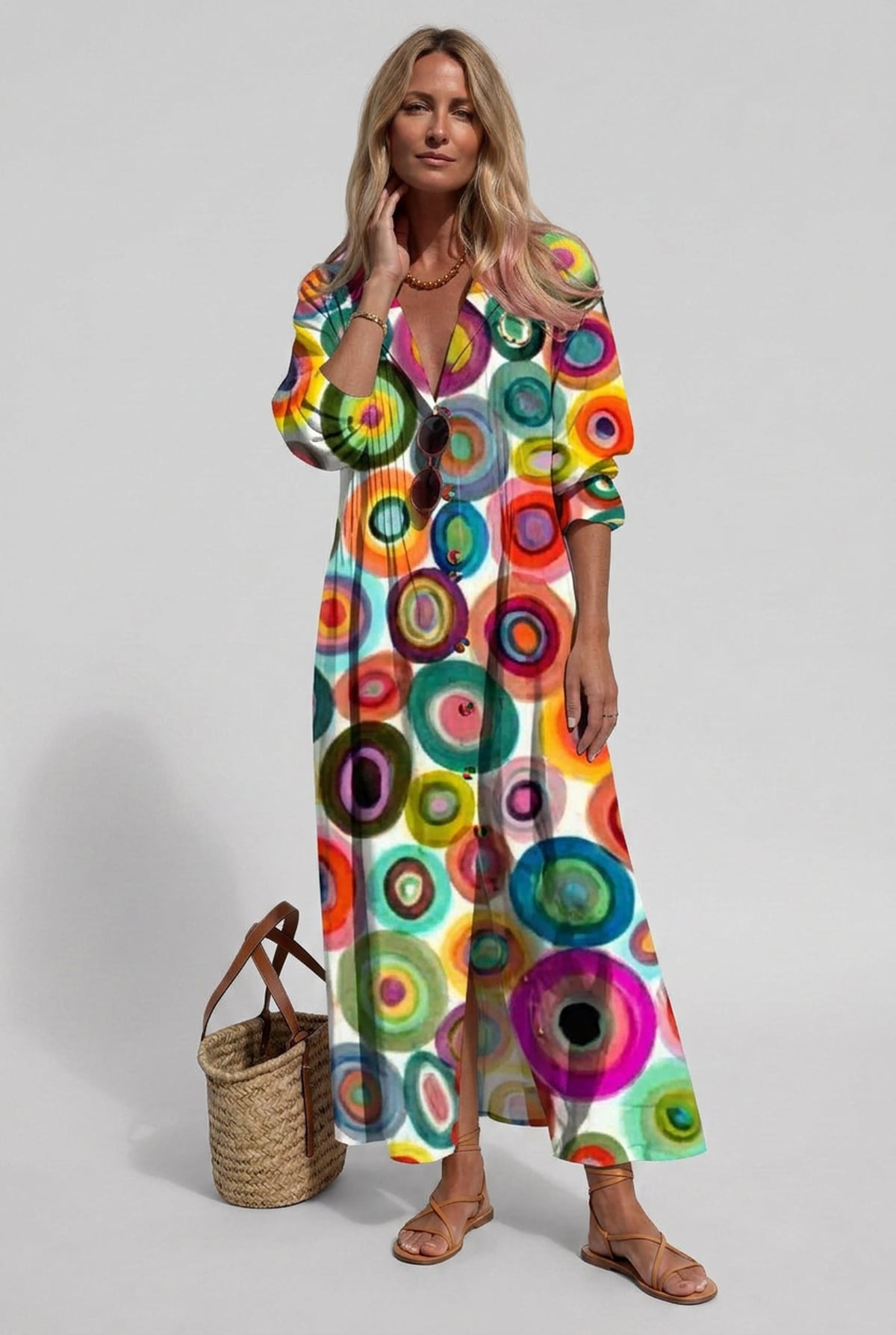 women's floral print maxi shirt dress in multicoloured 2