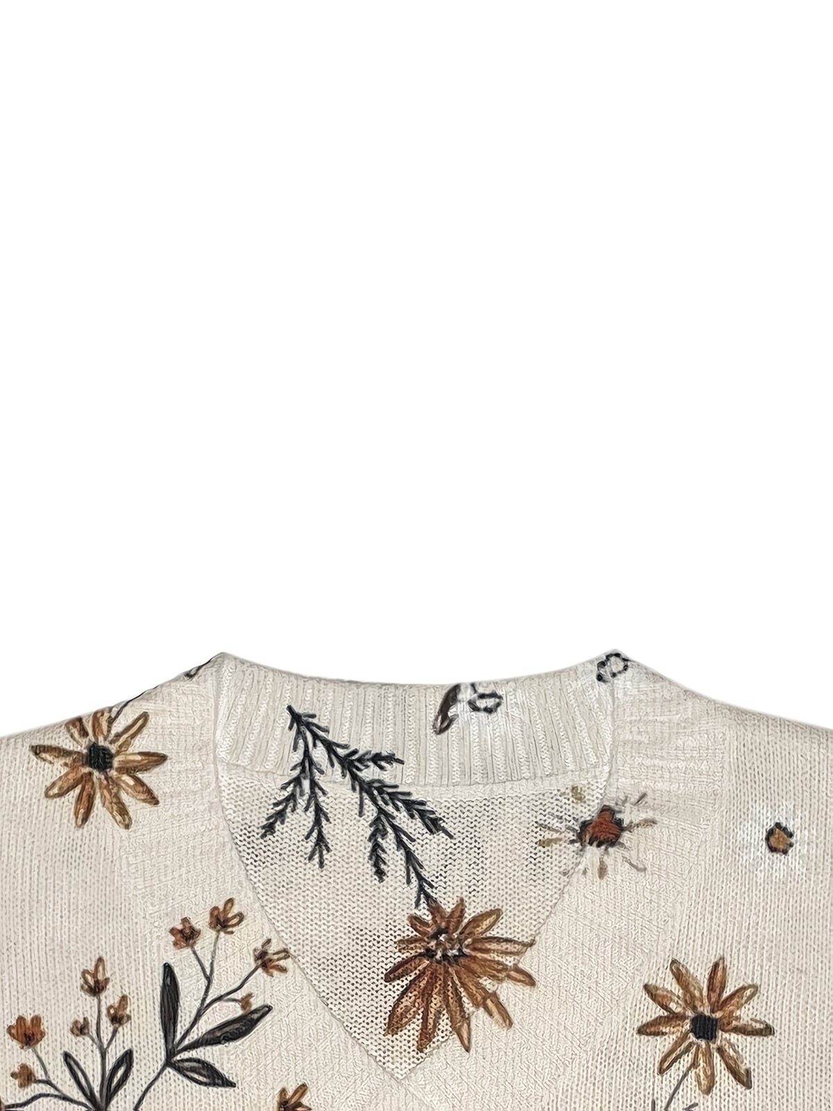 women's floral v-neck pullover sweater