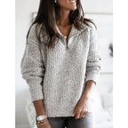 women's half-zip knit pullover in gray