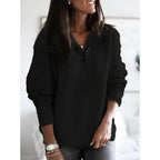 women's half-zip knit pullover in black