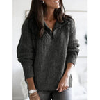 women's half-zip knit pullover in dark gray
