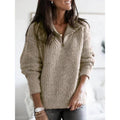women's half-zip knit pullover in khaki