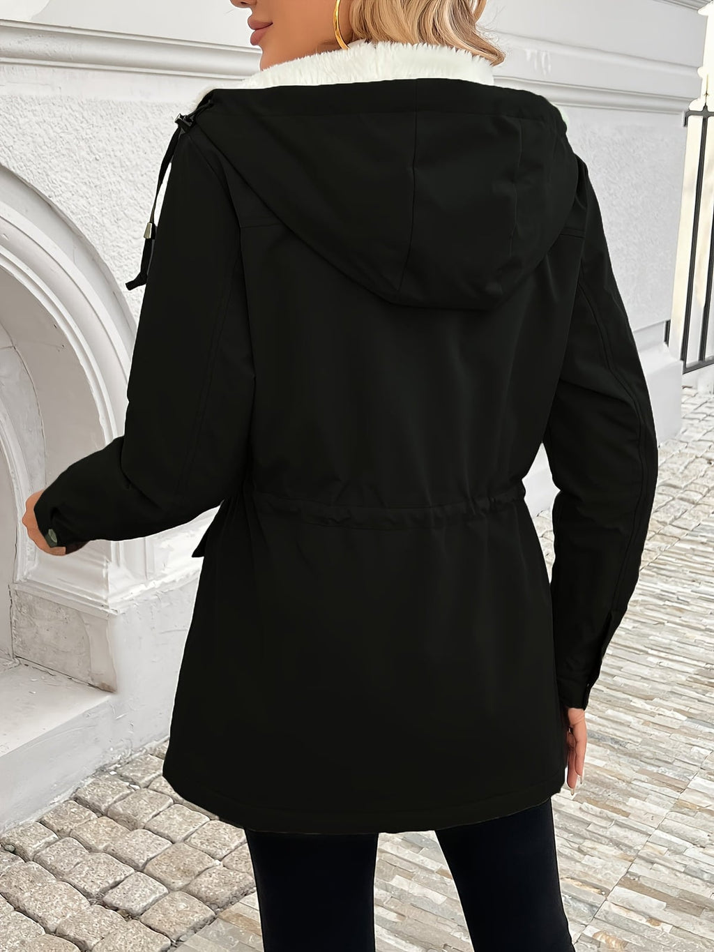 women's hooded drawstring jacket