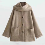 women's hooded longline cardigan sweater in beige
