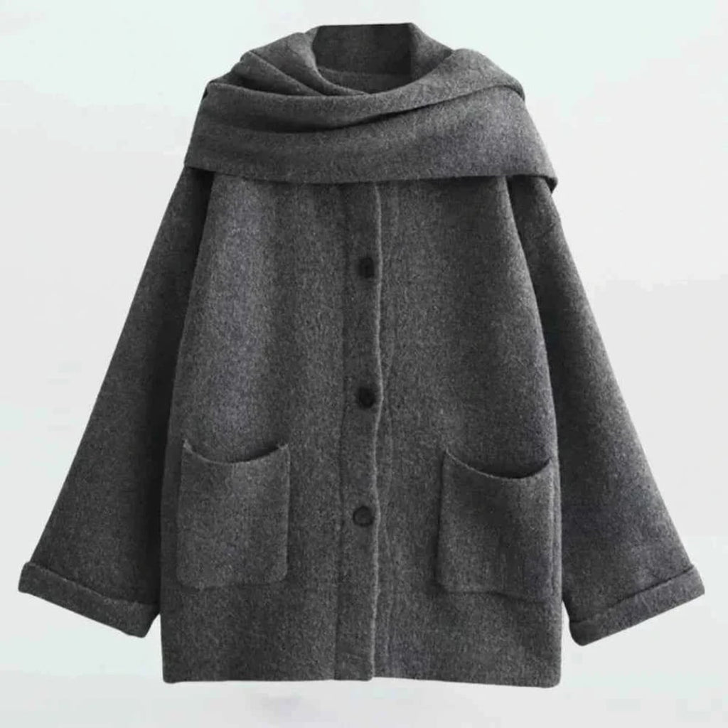women's hooded longline cardigan sweater in dark gray