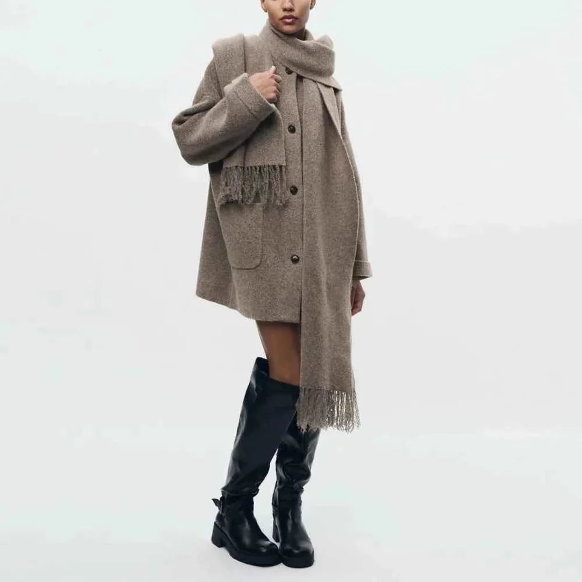 women's hooded longline cardigan sweater in khaki