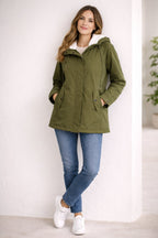 women's hooded parka winter coat in green
