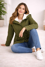 women's hooded parka winter coat in green
