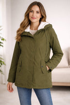 women's hooded parka winter coat in green
