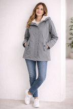 women's hooded parka winter coat in gray