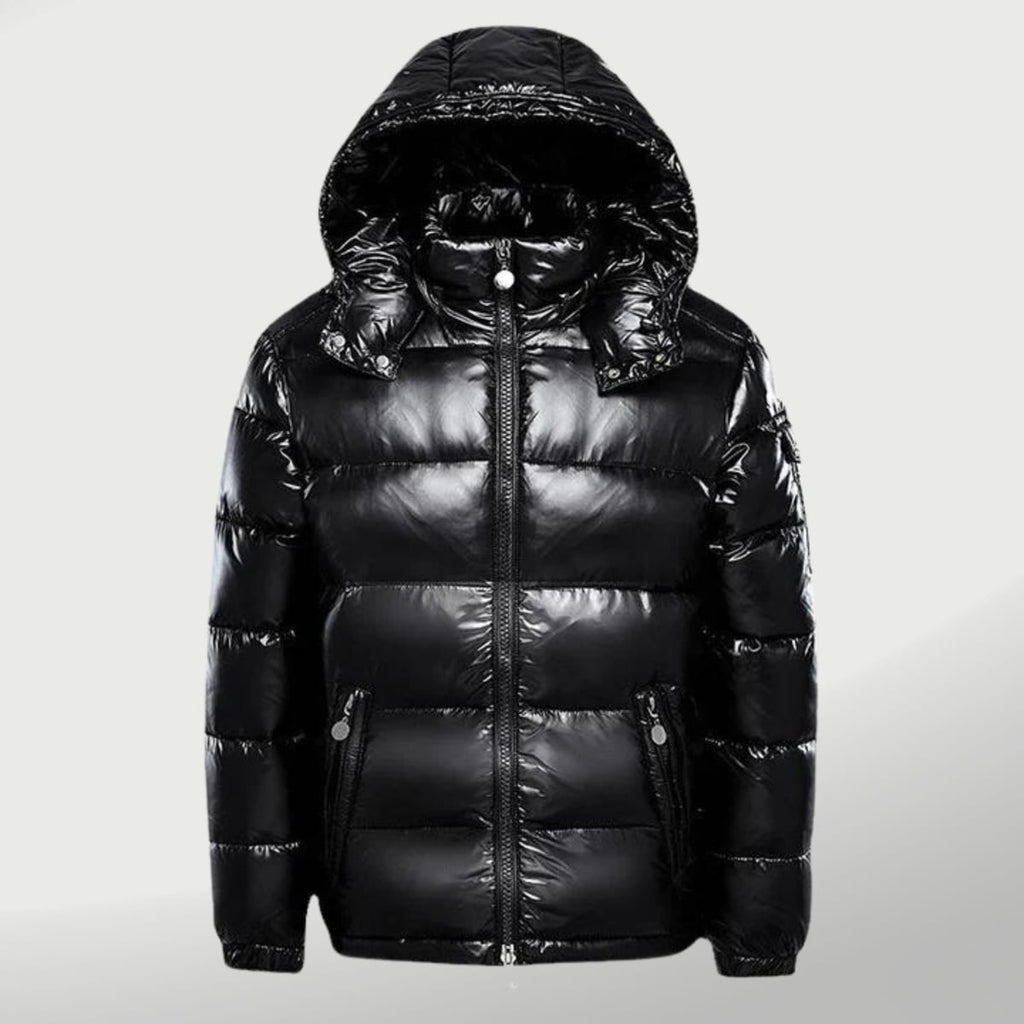 women's hooded puffer jacket in black