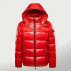 women's hooded puffer jacket in red