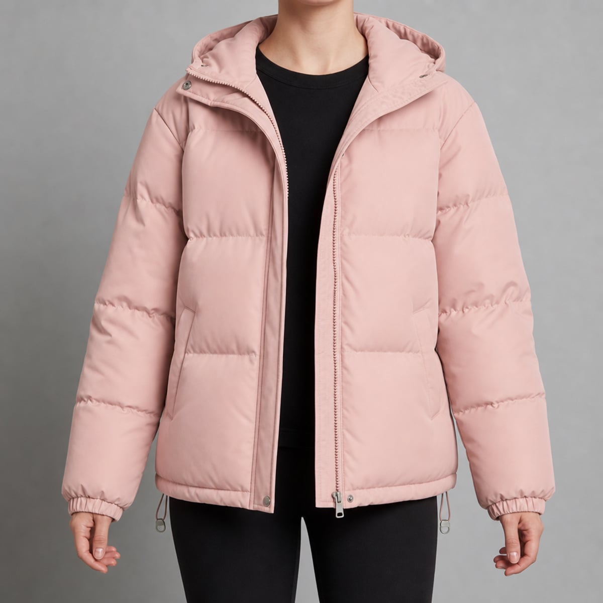 women's hooded quilted puffer jacket in pink