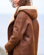 women's hooded shearling-style winter coat