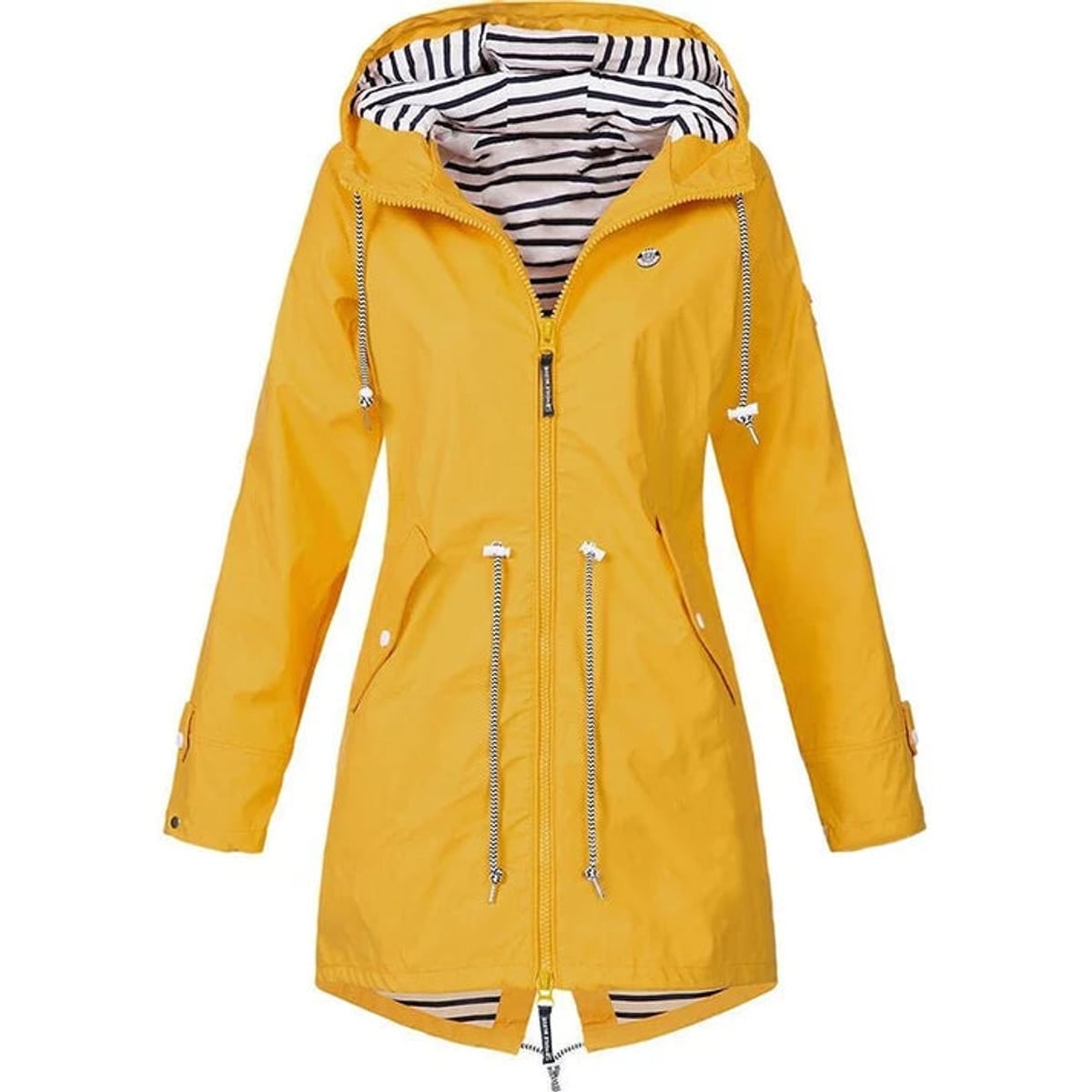 women's hooded waterproof raincoat in yellow