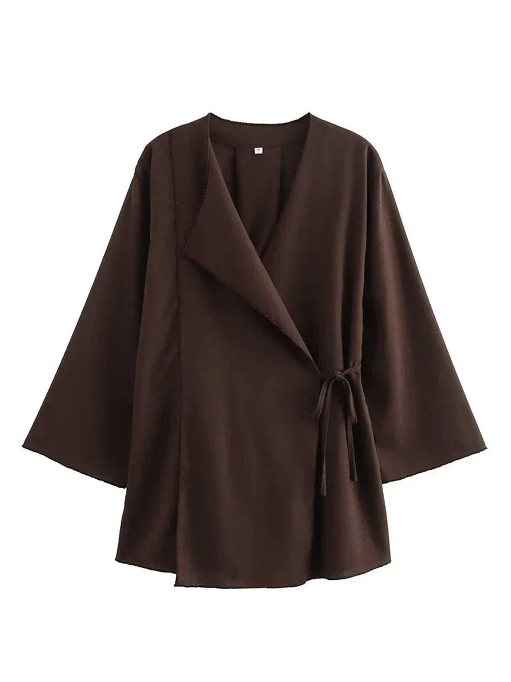 women's kimono wrap wide leg co-ord set in dark brown