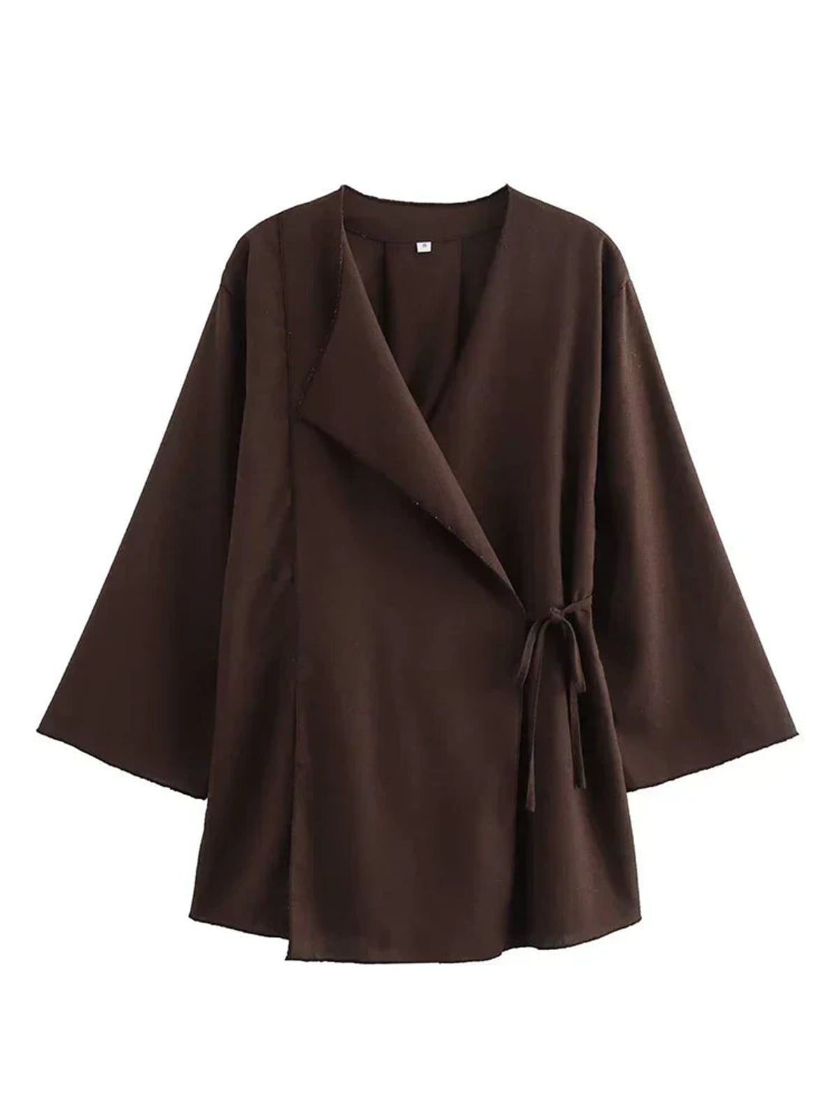 women's kimono wrap wide leg co-ord set in dark brown
