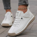 women's lace-up casual flat sneakers in white